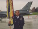 chief holdridge with squadron flag